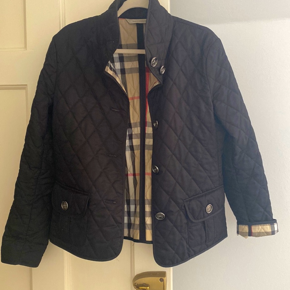 Burberry black quilted jacket, US size 6